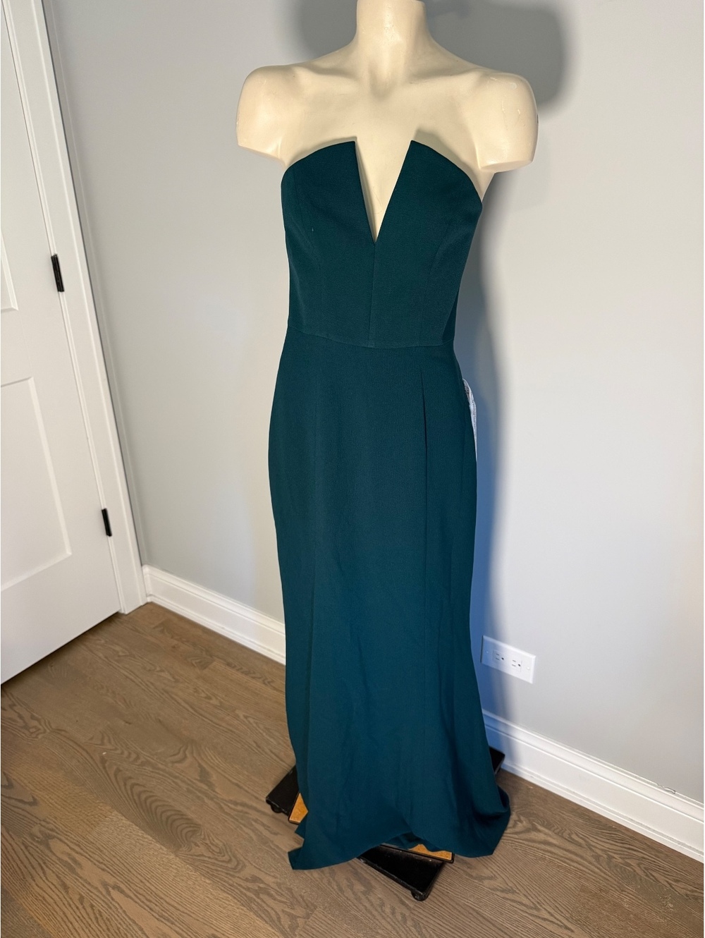 Dress The Population Strapless Emerald Green Gown with Front Slit Size M